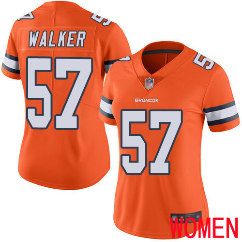 Women Denver Broncos #57 Demarcus Walker Limited Orange Rush Vapor Untouchable Football NFL Jersey